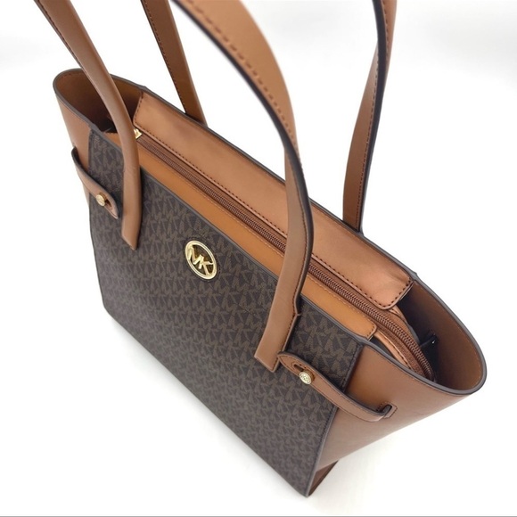 Michael Kors Carmen Large Tote Bag& Trifold Wallet Brown - Picture 10 of 13